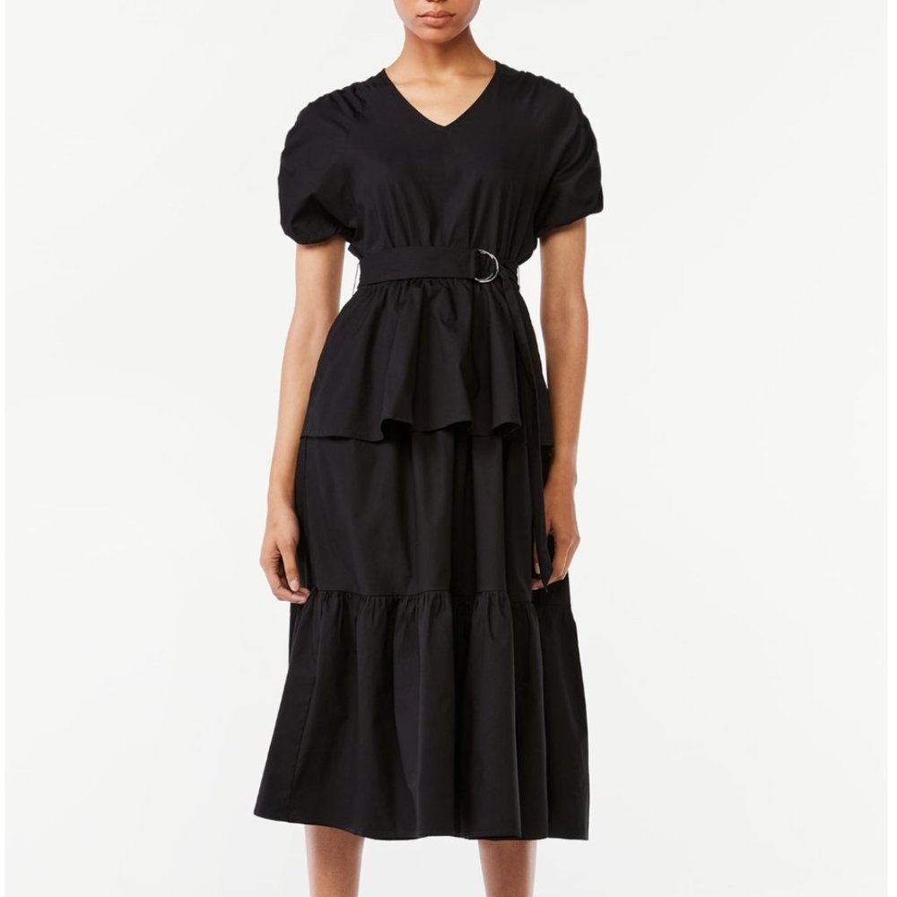 SCOOP Ruched Sleeve Belted Dress